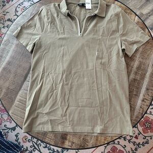 Express Men's Beige Zipper Polo